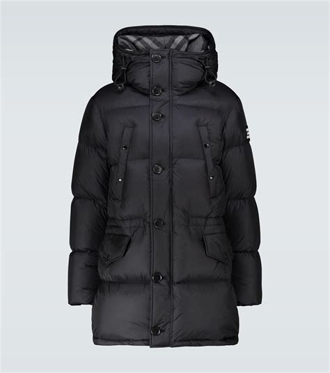 burberry lockwood longline puffer jacket|Long Nylon Puffer Coat in Black/sand .